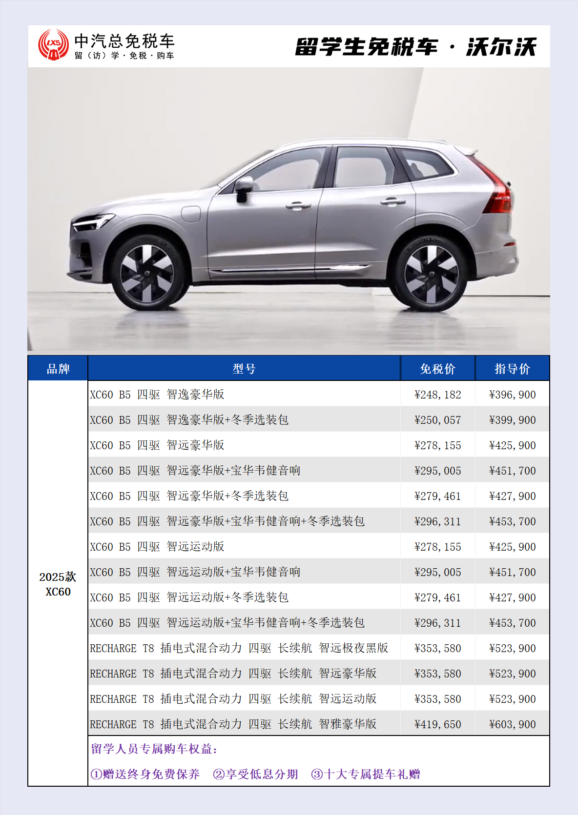 重磅回归0息0首付！沃尔沃最新留学生免税车价格发布